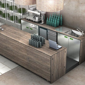 Banco bar + pedana + retrobar QUCINO